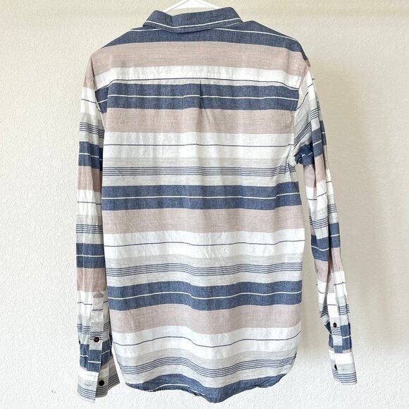 Lucky Brand Classic Fit Boardwalk Stripe Button Down Cotton Long Sleeve - Picture 3 of 10